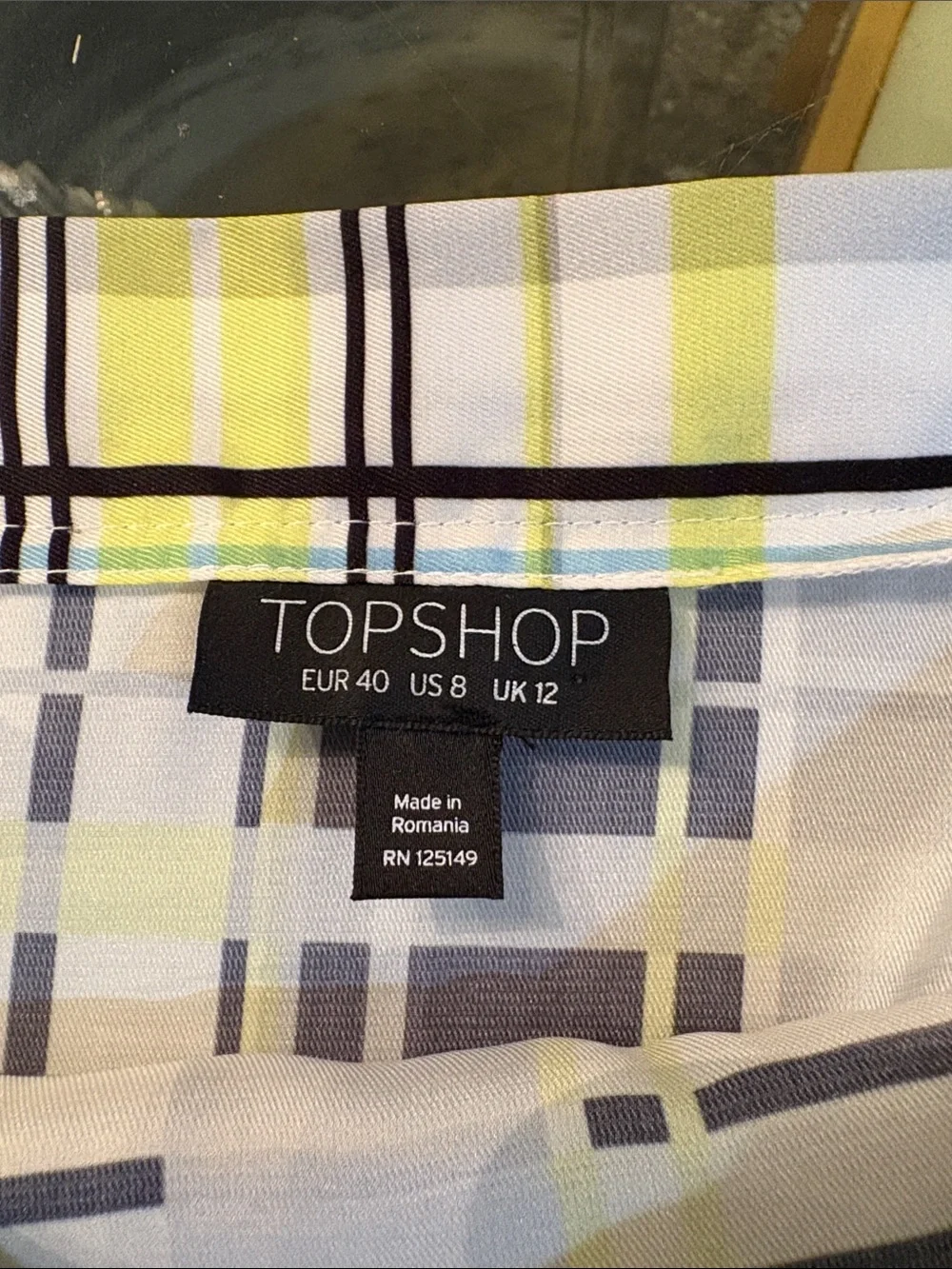 Topshop Plaid Wrap Skirt in Lime, Black & White